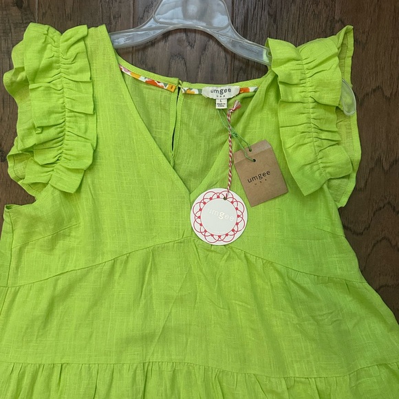 NWT Umgee lime green dress with ruffles size large - Picture 5 of 5